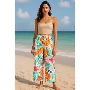 Nicole Miller Beach Tropical Print Pants